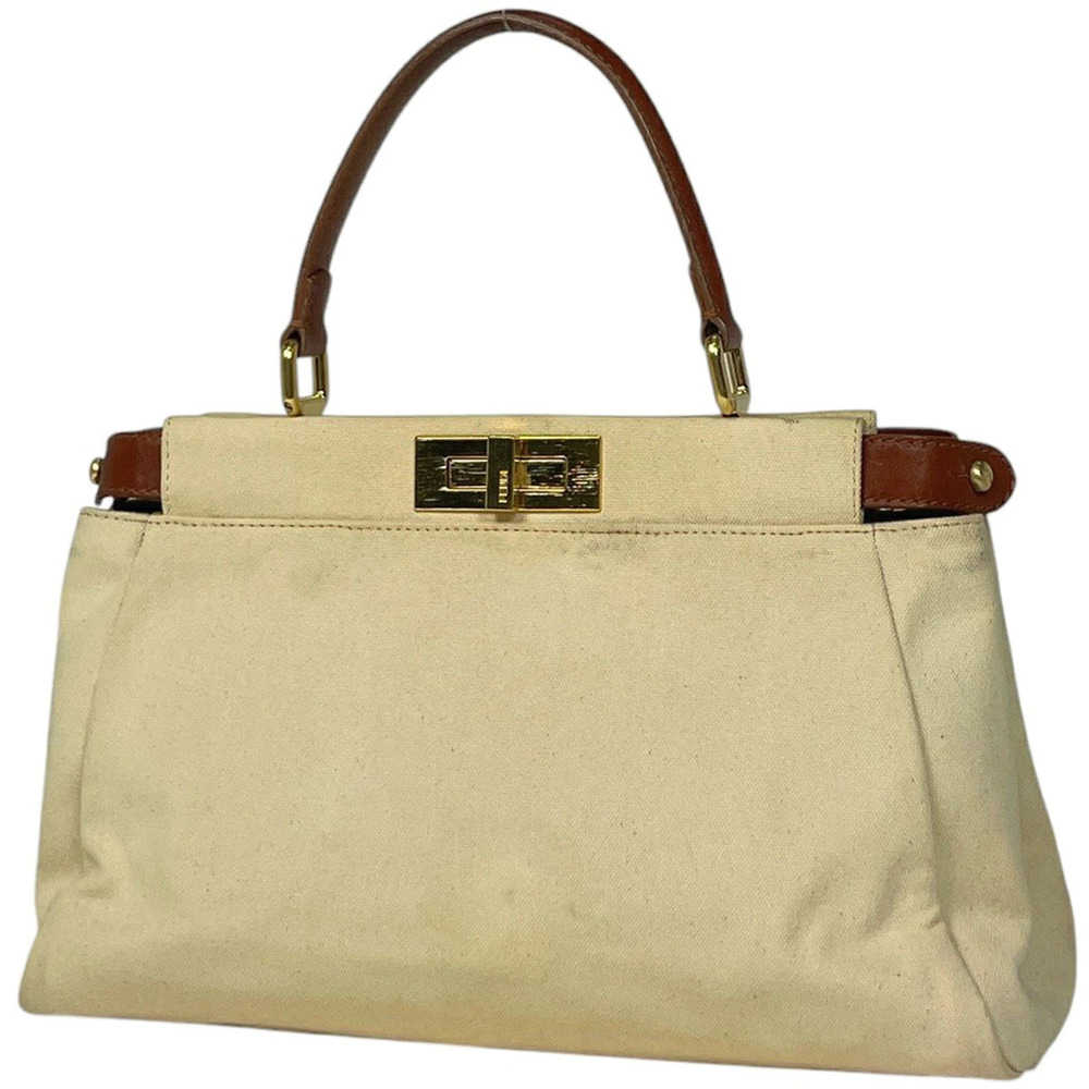 Fendi Peekaboo handbag canvas Beige Cream